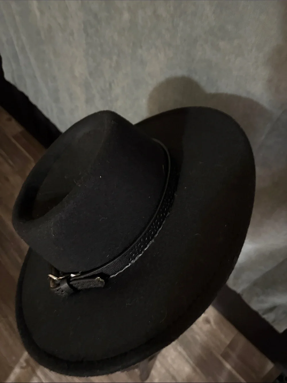 Source Unknown Black Wool Wide-Brim Hat with Braided Band